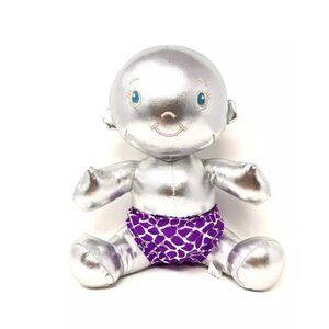 2025 Krewe of IRIS Mardi Gras Metallic Silver Plush King Cake Baby 9.5"